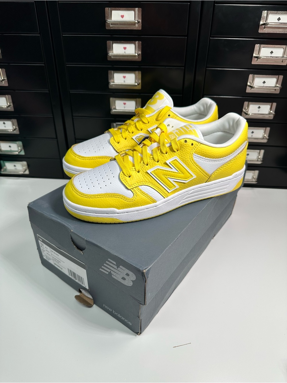 New Balance 480 Yellow and White Low-Top Sneakers NIB